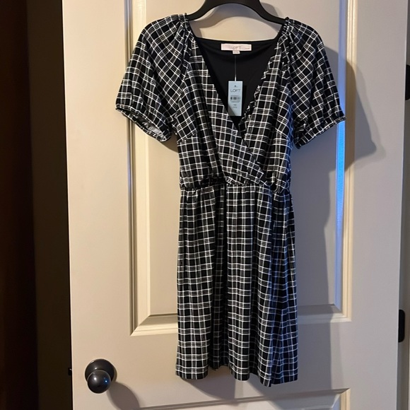Cute Ann Taylor Loft Black/White Plaid Dress - NWT - XS Petite - Picture 3 of 8
